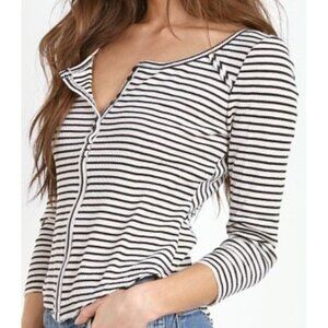 Free People We The Free Womens L Stars & Stripes Thermal Crop Henley‎